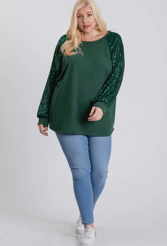 7th Ray Long Sleeve Sequin Top