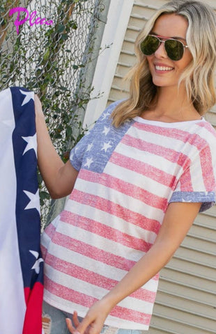 365 Boutique Loose Fit 4th of July Top PLUS SIZE