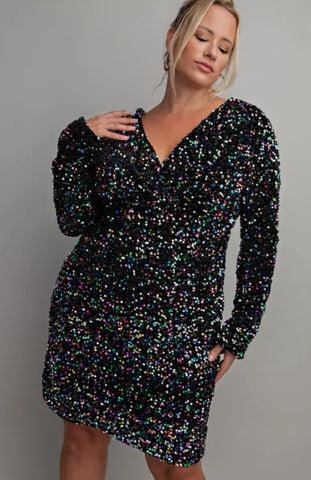 Esmeray Velvet Sequins Dress-PLUS SIZE