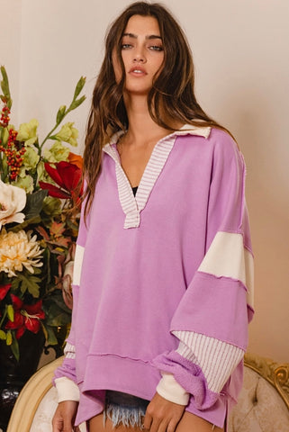 Bucket List Color Block Collared Shirt