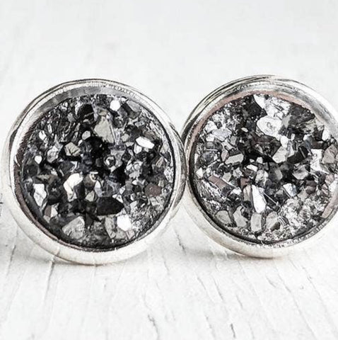 Jenna Scifres Gunmetal Druzy Stud Earrings