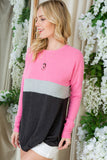Adora Color Block Crew Neck Twist Front Top