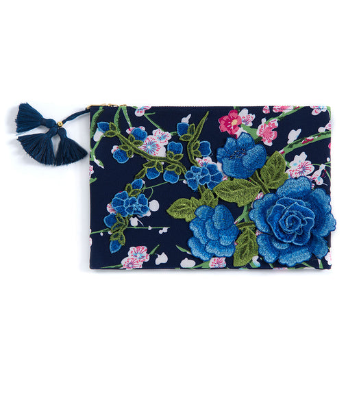Shiraleah Chicago Daphne Floral Clutch-Blue