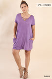 Umgee Criss Cross T-shirt Dress-Plus Size