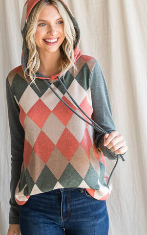 7th Ray Argyle Print Hoodie