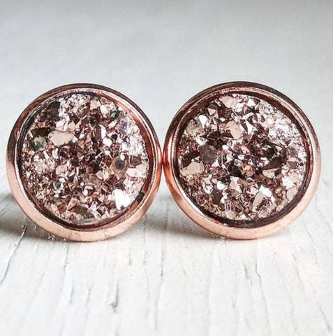 Jenna Scifres Rose Gold Druzy Stud Earrings