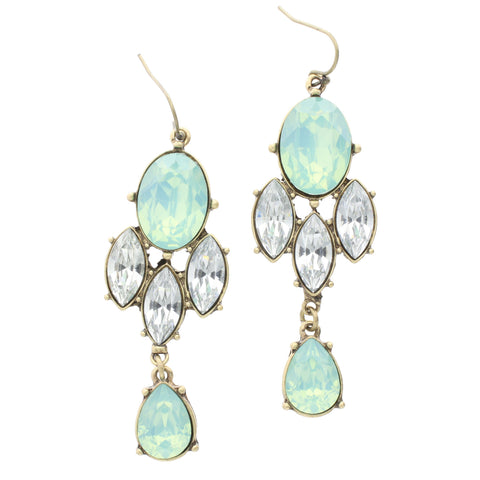Jane Marie Mint Rhinstone Chandelier Statement Earrings