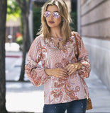 And The Why Paisley Print Tie Front Top