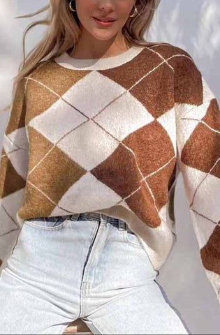 C+D+M Argyle Crew Neck Sweater