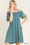 Blu Heaven Off Shoulder Tie Sleeve Dress