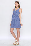Flying Tomato Blue Gingham Tie Waist Dress