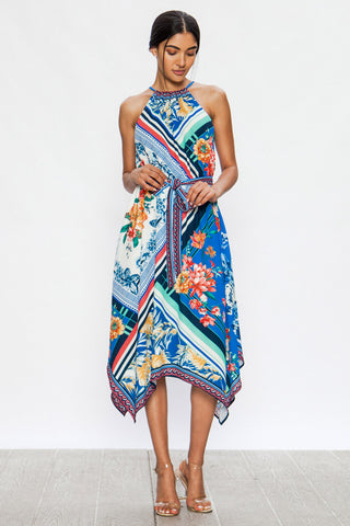 Jealous Tomato Halter Handkerchief Hem Midi Dress