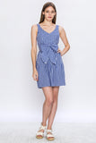 Flying Tomato Blue Gingham Tie Waist Dress