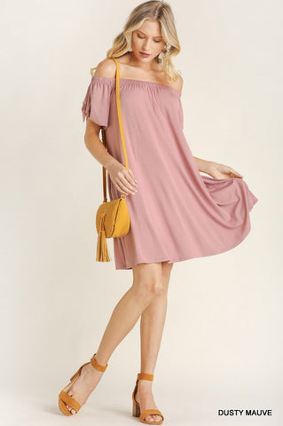 Blu Heaven Off Shoulder Tie Sleeve Dress