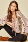 Andre by Unit Mixed Print Peasant Blouse