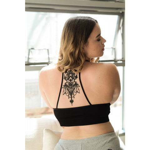 Leto Tatoo Mesh Racerback Bralette-Plus Size