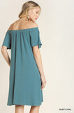 Blu Heaven Off Shoulder Tie Sleeve Dress