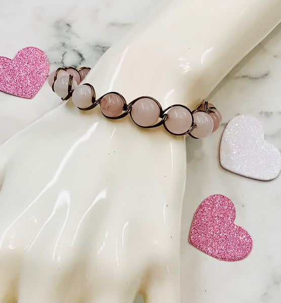 Priya Rose Quartz Wire Bracelet #5