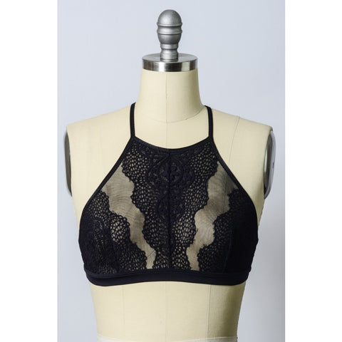 Leto High Neck Alencon Bralette