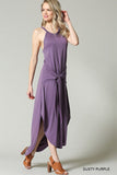 Blu Heaven Dusty Purple Tie Front Halter Maxi Dress