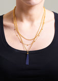 Gazel Thalia Layered Blue Tassel Necklace